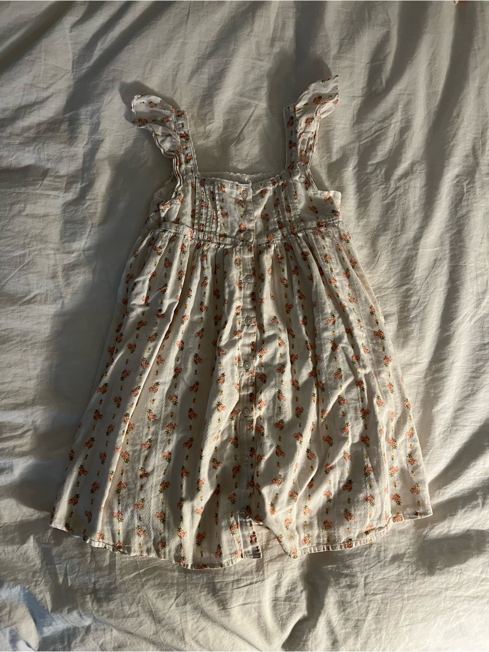 Janie + Jack White Floral Sundress with Ruffle Straps, sz 7